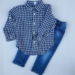 Baby Boy Gap Button Down Shirt and Jeans 2t
